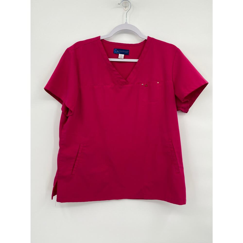 Koi Sapphire Cora 294 V-Neck Short Sleeve Hot Pink Scrub Top Womens Large
